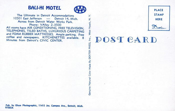 Bali-Hi Motel (Metro Lodge) - Vintage Postcard (newer photo)
